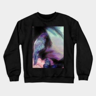 BLUE LILAC PARROT DECO POSTER COCKATOO ART TROPICAL DESIGN PRINT Crewneck Sweatshirt